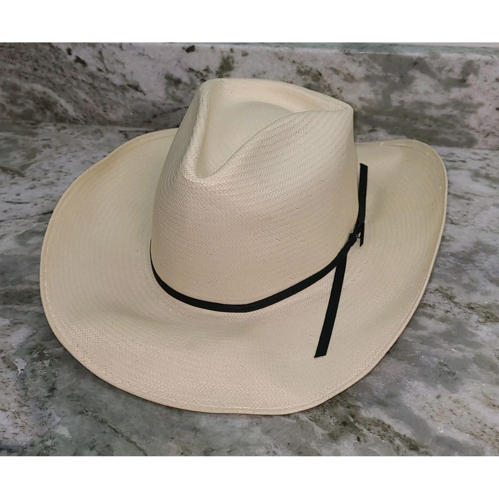 Resistol Tycoon 7R Natural Straw Cowboy Hat Self Conforming USA EUC